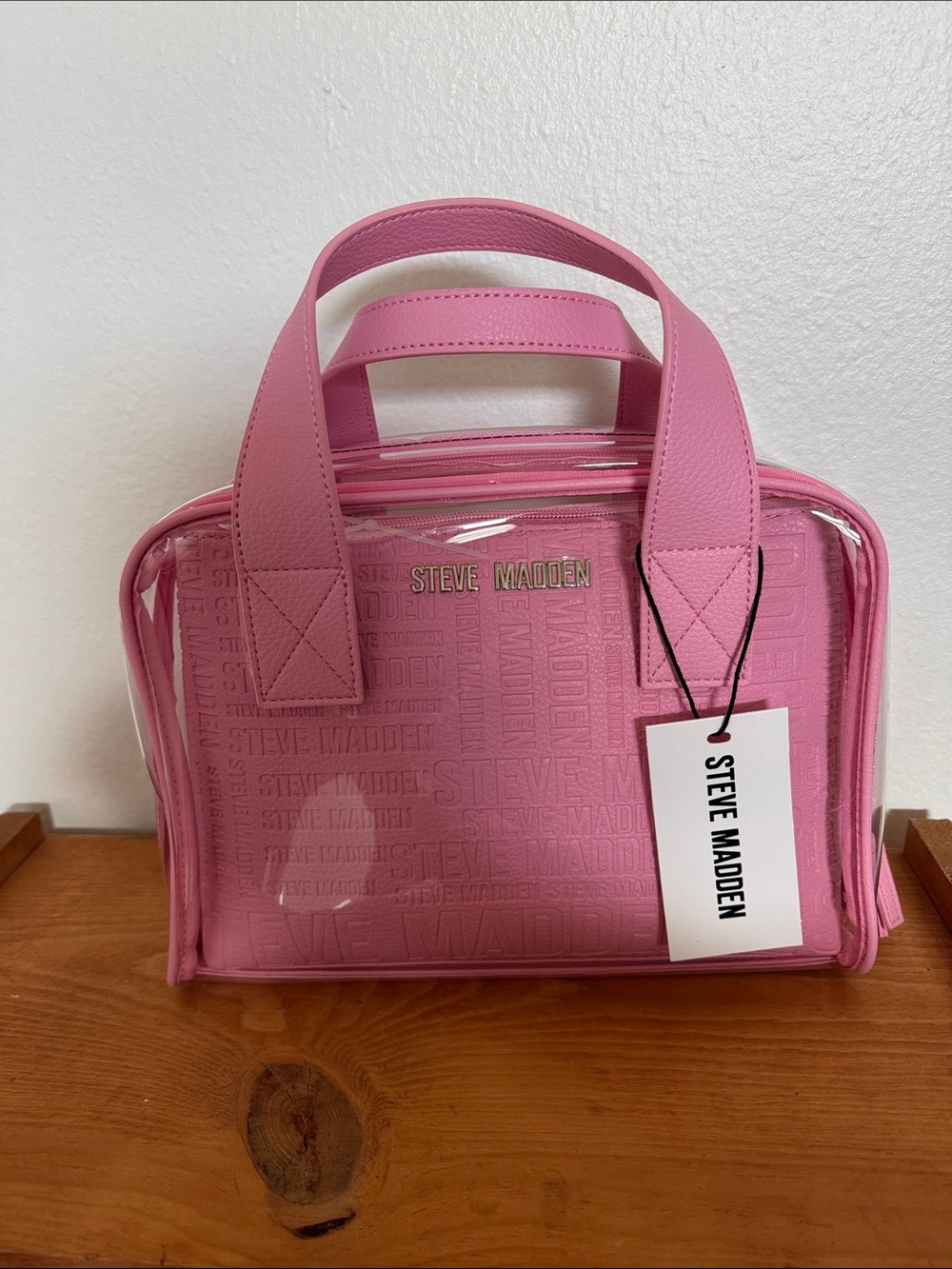 Steve Madden Pink Logo-Embossed Top-Handle Cosmetic Case 2 pk.